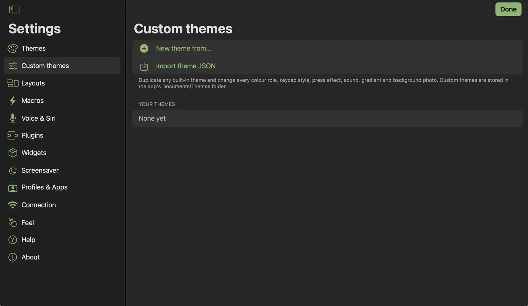Settings ▸ Custom themes