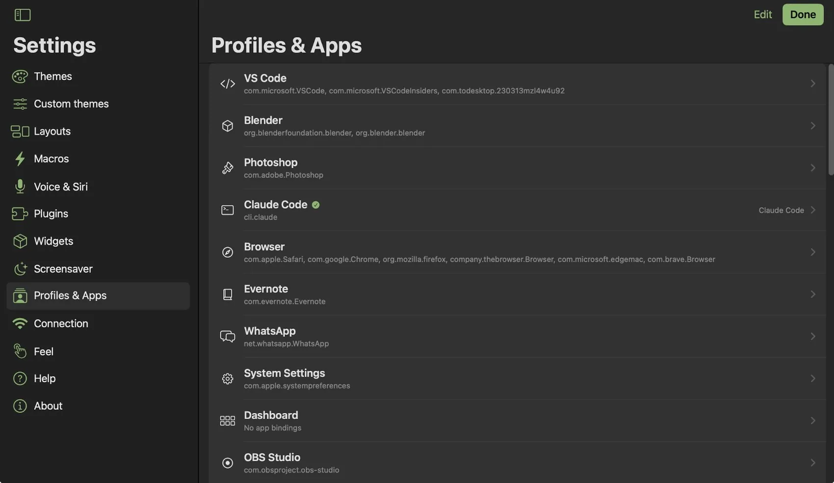 Settings ▸ Profiles & Apps