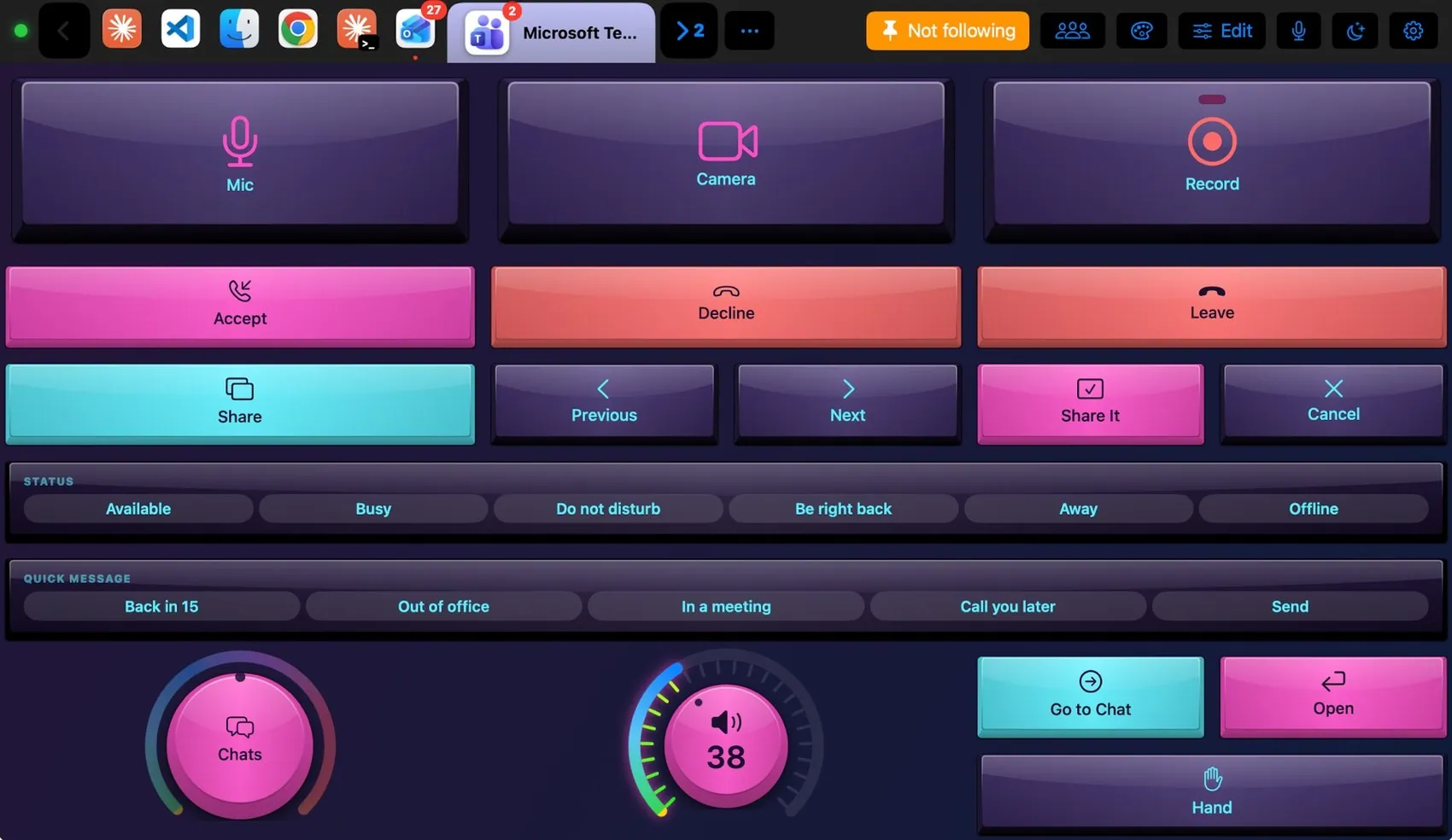 Microsoft Teams layout in the GMK Laser theme