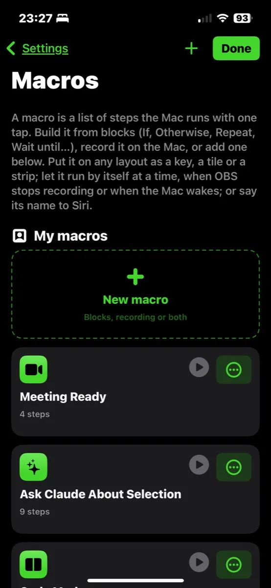Macros on an iPhone