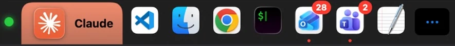 The App Dock: the Mac’s running apps at the top-left of every layout